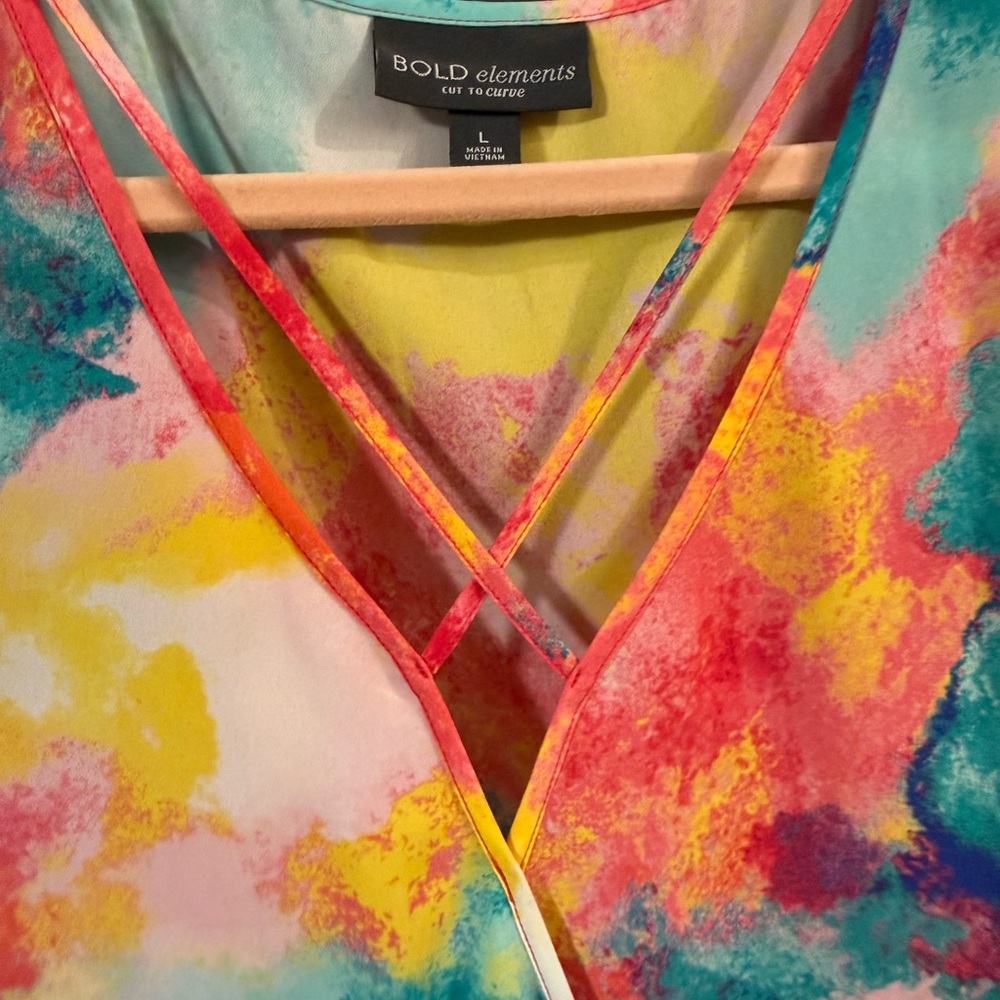 BOLD elements Colorful Abstract Wrap Blouse - Picture 4 of 6